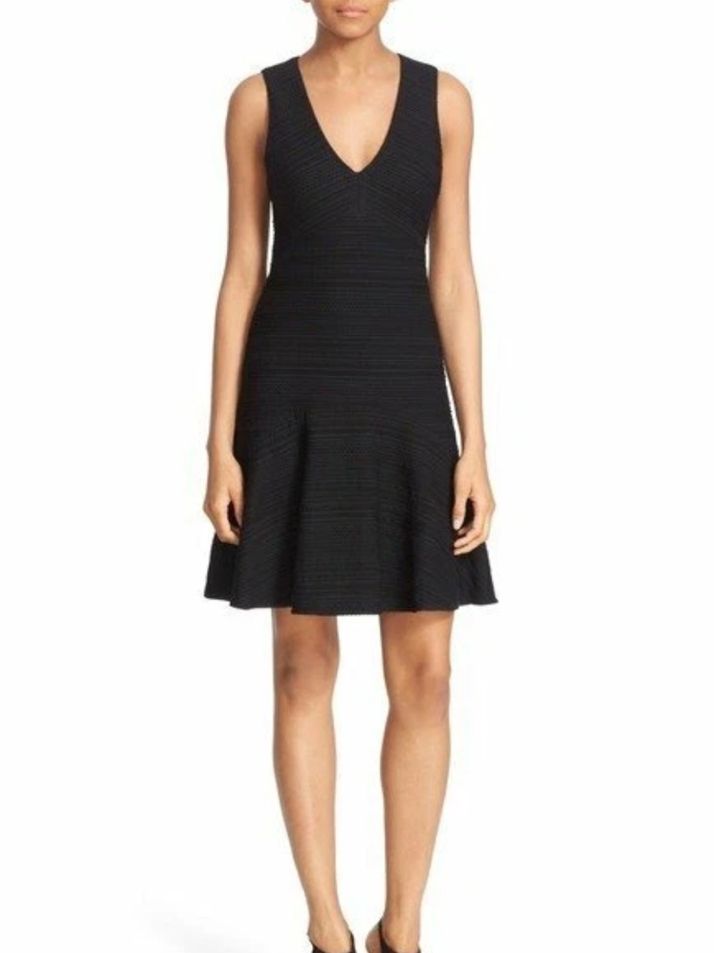 Rebecca Taylor Black Sleeveless V-Neck Dress